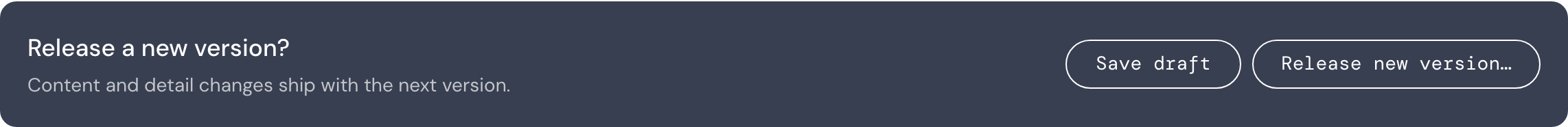 The Release a new version? bar, with Save draft and Release new version buttons.